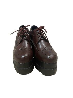 Fashion & Bella Platform Oxfords - Burgundy Oxford Shoes size 7 / 37 - wine shoe